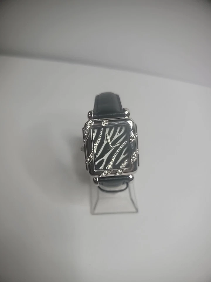 Reloj Pulsera Mujer Vintage Estampado Animal Cebra Negro Blanco Bling Banda Negra Foto 4 de 4