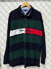 Vintage Tommy Hilfiger Flag Logo Spellout Rugby Polo Shirt Size XXL
