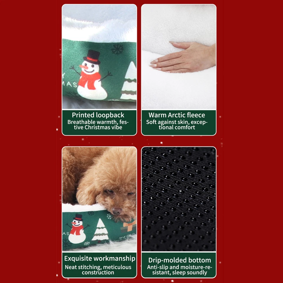 Cama de Navidad para Gatos Perros Pequeños Cama Redonda para Gatos de Interior Gatito Cachorro Foto 2 de 4