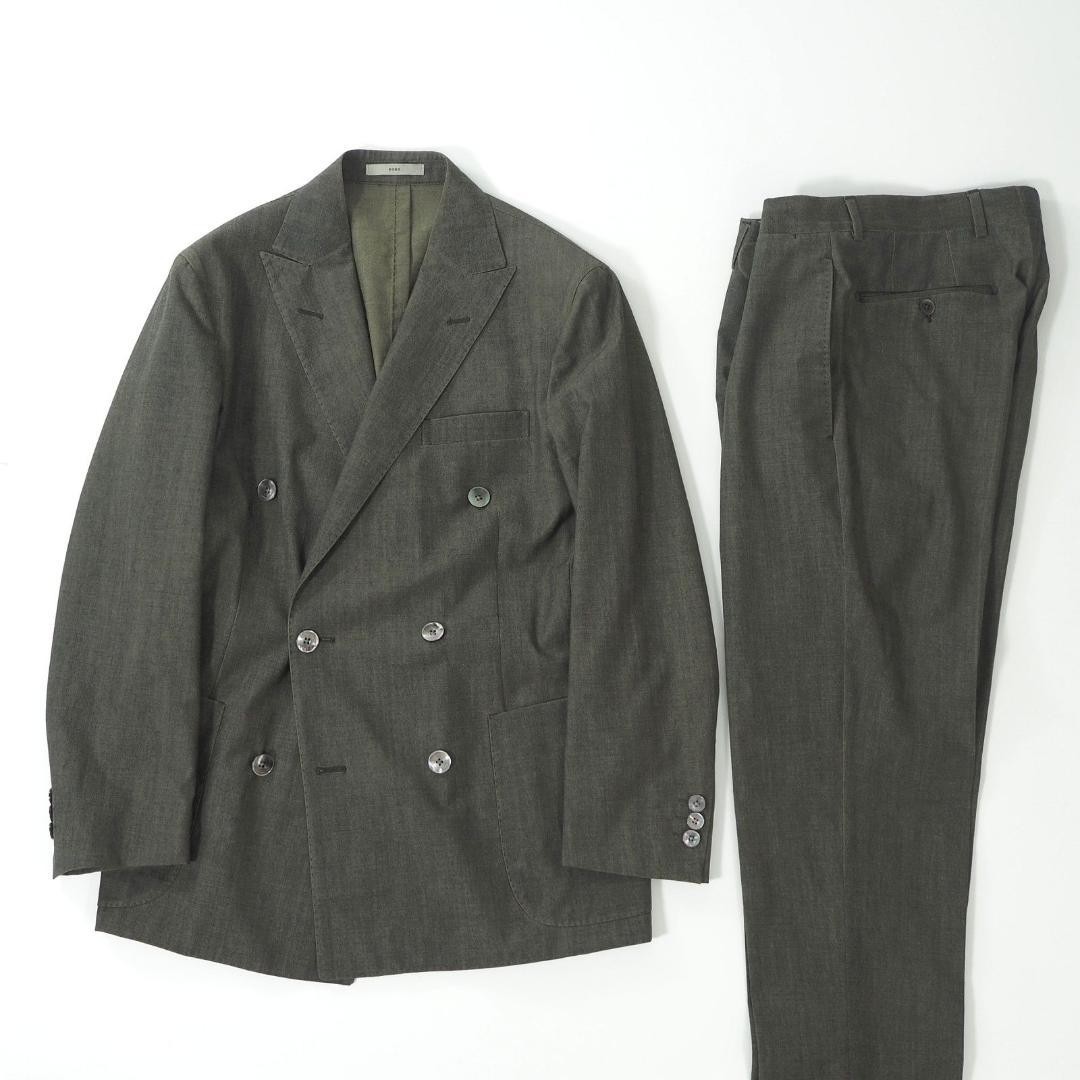 BOGLIOLI Double-Breasted Suit 44 Brown Virgin Wool Men's 6-ZA020