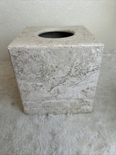Waterstone Inc Ivory Travertine marble tissue box cover 6  X 6  Square