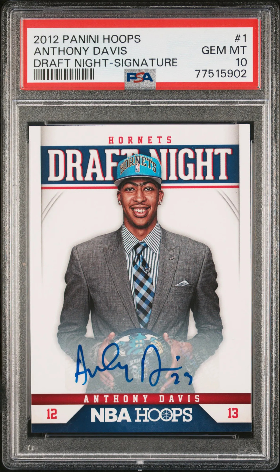 2012 Panini Hoops Draft Night Anthony Davis #1 Signature Rookie Auto SP PSA 10