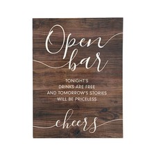 Open Bar Sign, Party Decor, 1 Piece