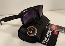 Ray-Ban Justin RB4165 Matte Black Polarized 55mm Unisex Sunglasses