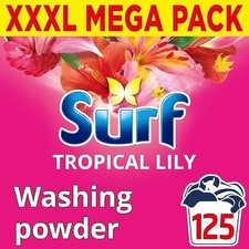 Image of surf washing powder 125 washes Tropical Lily detergent Laundry Powder 6.5kg uk