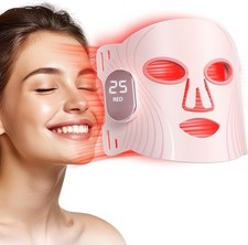 LED Face Mask Light Therapy, 4 Modes Portable Red Light Therapy for Face