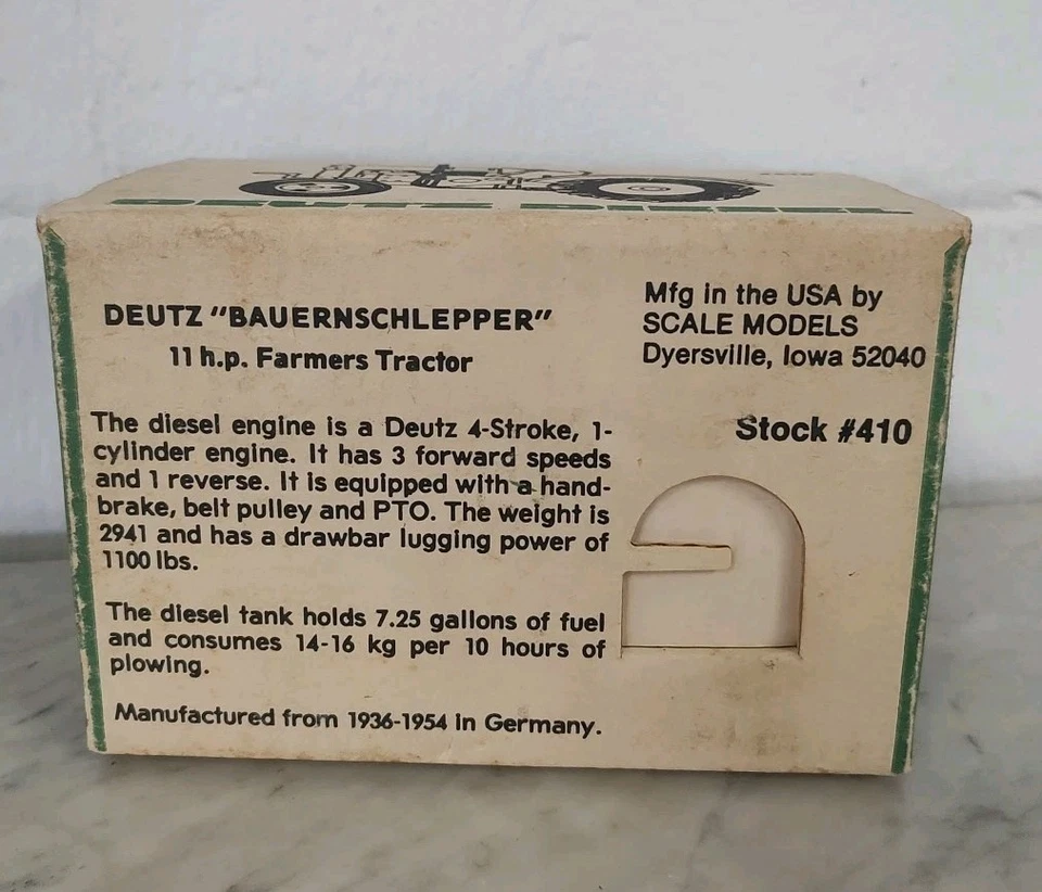 Scale Models Deutz Diesel Bauernschlepper Diecast Tractor w/ Box Stock #410 - Image 3 of 3