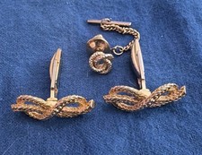 vintage cufflinks and tie clip set