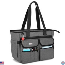 LoDrid Stylish Teacher Tote Bag with Cushioned Bottom  15.6" Laptop Compartment