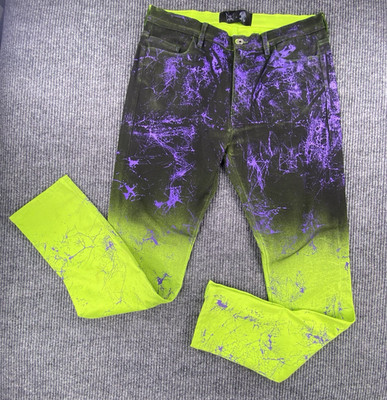 Marc Jacques Burton Green Purple Ombre Lightning Crixus Jeans 34 Made in Italy