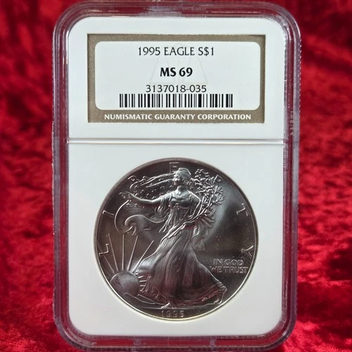 1995 American Silver Eagle MS 69 NGC Brown Label ASE