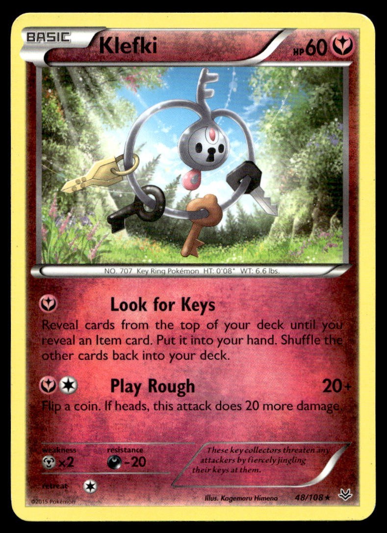 Klefki 48/108 Pokemon Card Roaring Skies Rare 60 HP Lightly Played AB