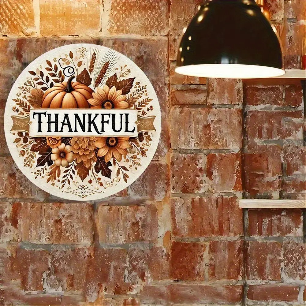 Thanksgiving Pumpkin Floral Round Aluminum Wall Art