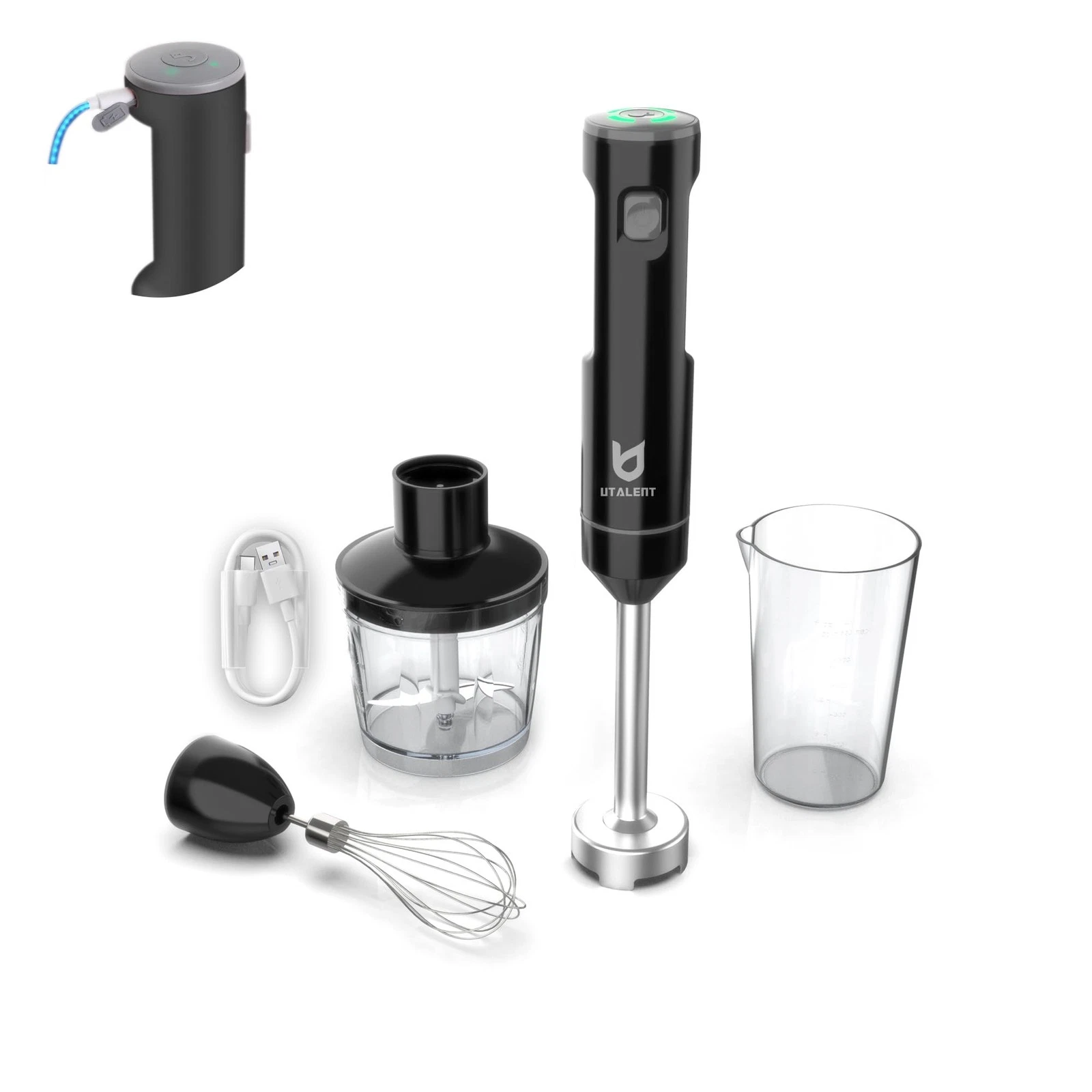 Cordless Hand Blender, Variable Speed Immersion Blender Rechargeable, with 50...