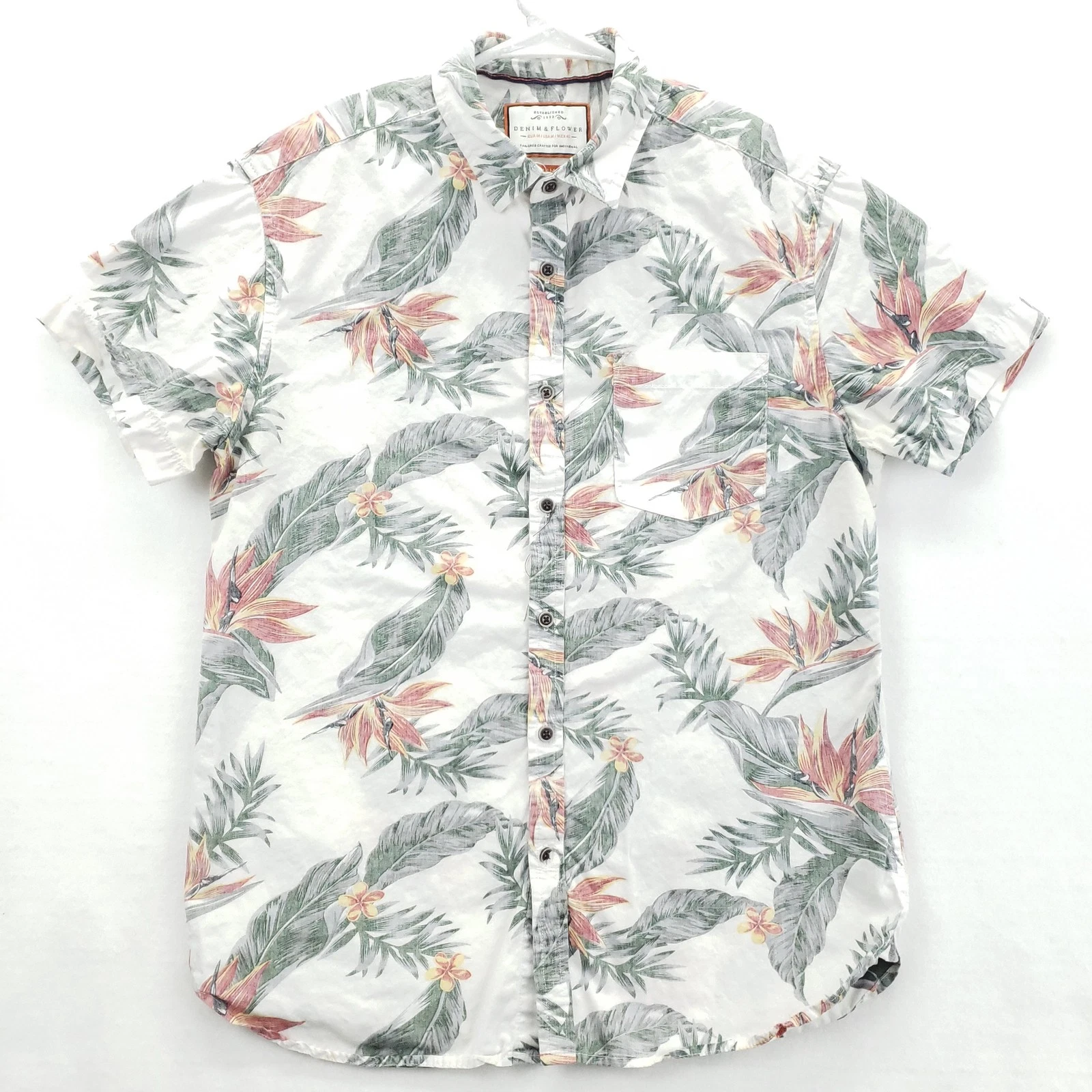 Denim & Flower Shirt Mens Medium White Floral Tropical Hawaiian Slim Fit Casual
Opens in a new windo