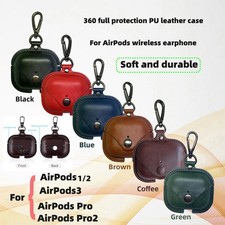 Leather Cover For Apple AirPods 1/2/3/4th gen Pro/Pro 2 Headphones Case Keychain