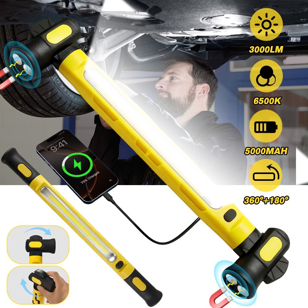 Under Hood Work Light Bar,LED Magnetic Light Bar with Hooks Cordless Rechargeabl