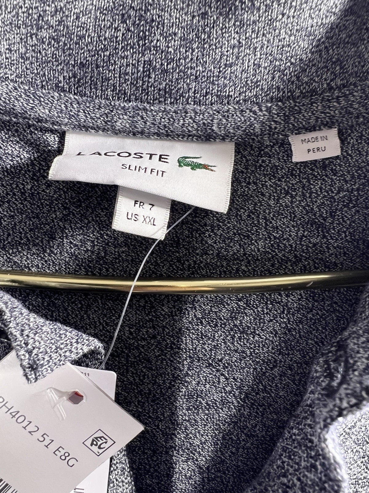 NWT Lacoste Men's Short Sleeve Pique Polo Shirt, Grey Chine, 7 2XL SLIM FIT thumbnail 3