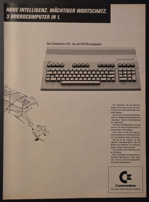 15. Commodore 128 PC Computer Tastatur Werbeanzeige Werbung Reklame 1986