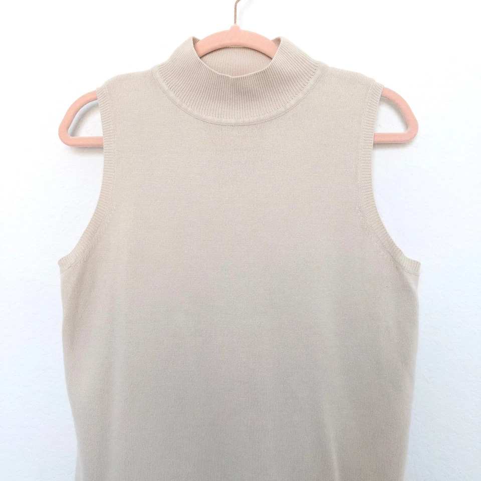 Chaleco Suéter De Colección Paul Harris Diseño Mujer Talla L Beige Cuello Simulado Minimalista Foto 3 de 4