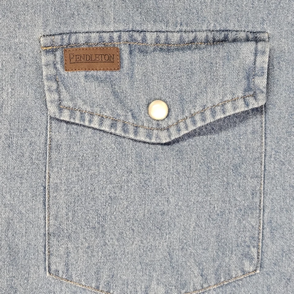 Camisa Denim Pendleton Salt Creek XL Para Hombre Perla A Presión Azul Occidental De Colección Años 90 Foto 4 de 4