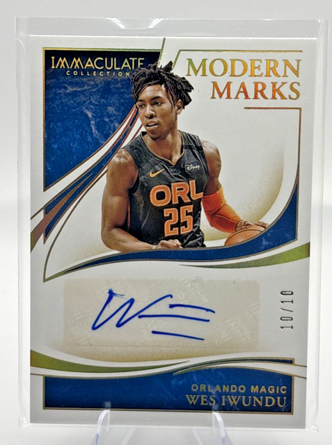 (10/10 Buchstütze) 2019-20 Immaculate Modern Marks SP Wes Iwundu Orlando Magic