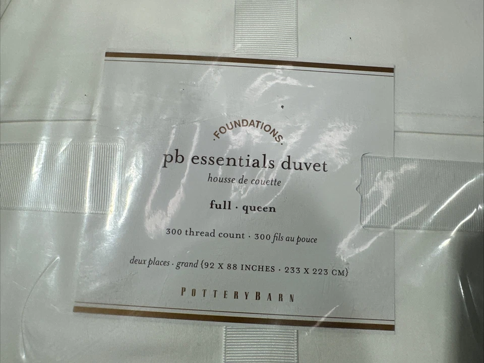 POTTERY BARN Full Gueen PB Hoja Plana Esencial 300 Hilos Ct 92 x 98 Blanco Lote2 Foto 2 de 4