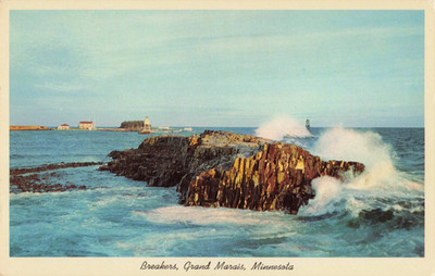 Lake Superior Breakers - Grand Marais Minnesota MN - Postcard