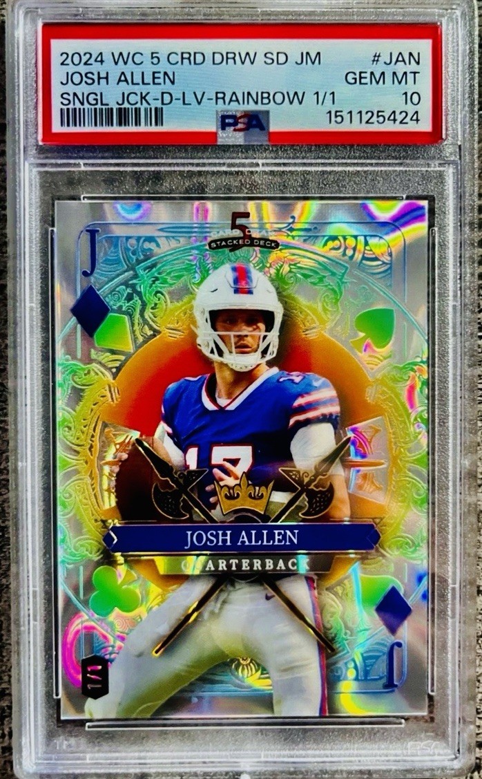 2024 JOSH ALLEN WILD CARD 5 CARD DRAW STACKED DECK 1/1 RAINBOW PSA 10 NON AUTO view 1