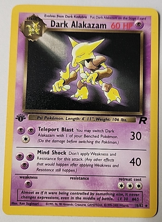 Dark Alakazam 18/82 1st Edition Pokémon Team Rocket NM