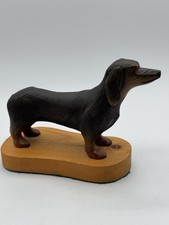 Hand carved wooden dachshund 4 1/2 x 6  signed