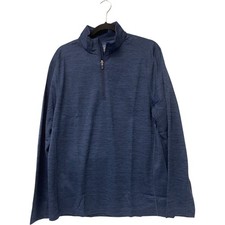 Vineyard Vines Sweater Mens L Blue Depth Blank Sankaty Quarter Zip Pullover NWT