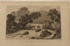 1800 B/W PRINT SHAUGH BRIDGE BICKLEIGH VALE DEVONSHIRE 19CM X 13CM P2783