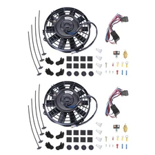 2X 7" Electric Radiator Cooling Engine Fan & Thermostat Switch Relay Mount Kit
