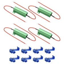 50W 4 Ohm Aluminum Shell Resistor, 4Pcs Housing Resistor with Clips, Green