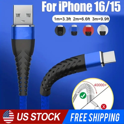 #ad For iPhone 17 Pro Max 15 Plus USB A Cable Fast Braid Type C Charging Data Cord $2.89