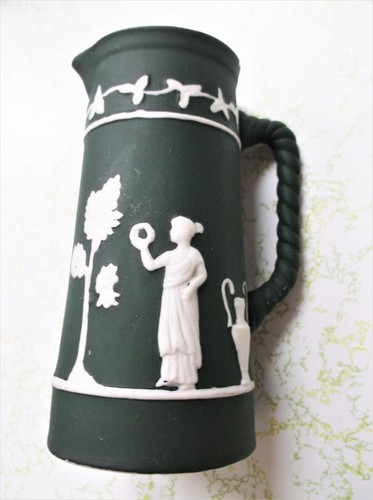 Vintage Jasperware Ewer dunkelgrün kleiner Krug unmarkiert - Bild 5 von 13