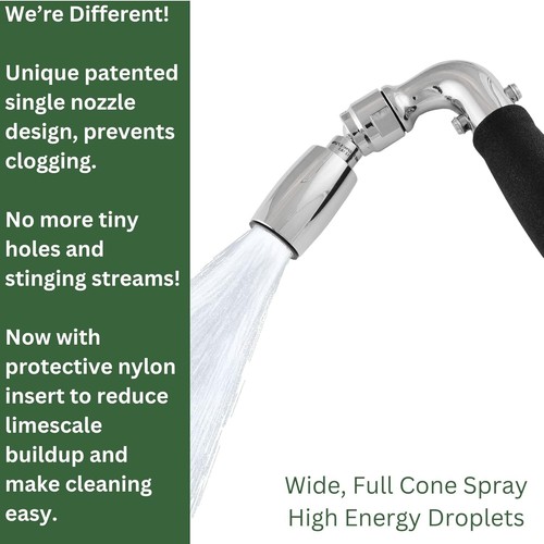 Brushed Solid Metal Shower Head Kit with High Flow & Easy Install Features - Imagen 4 de 8