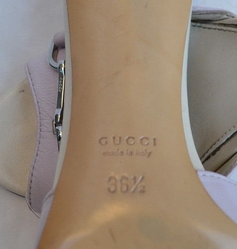 GUCCI AUTH $799 Women's Lilac Leather Horsebit Slides Sandals Size 36.5 - Picture 11 of 11