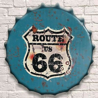 Route 66 USA American Vintage Retro Wall Sign Metal Bottle Top Man cave Garage 