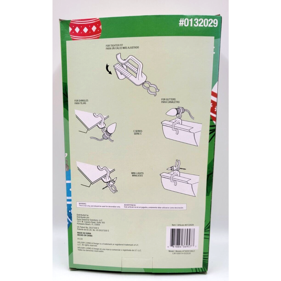Holiday Living Plastic Shingle Gutter Clips Christmas Light 100 Pk for