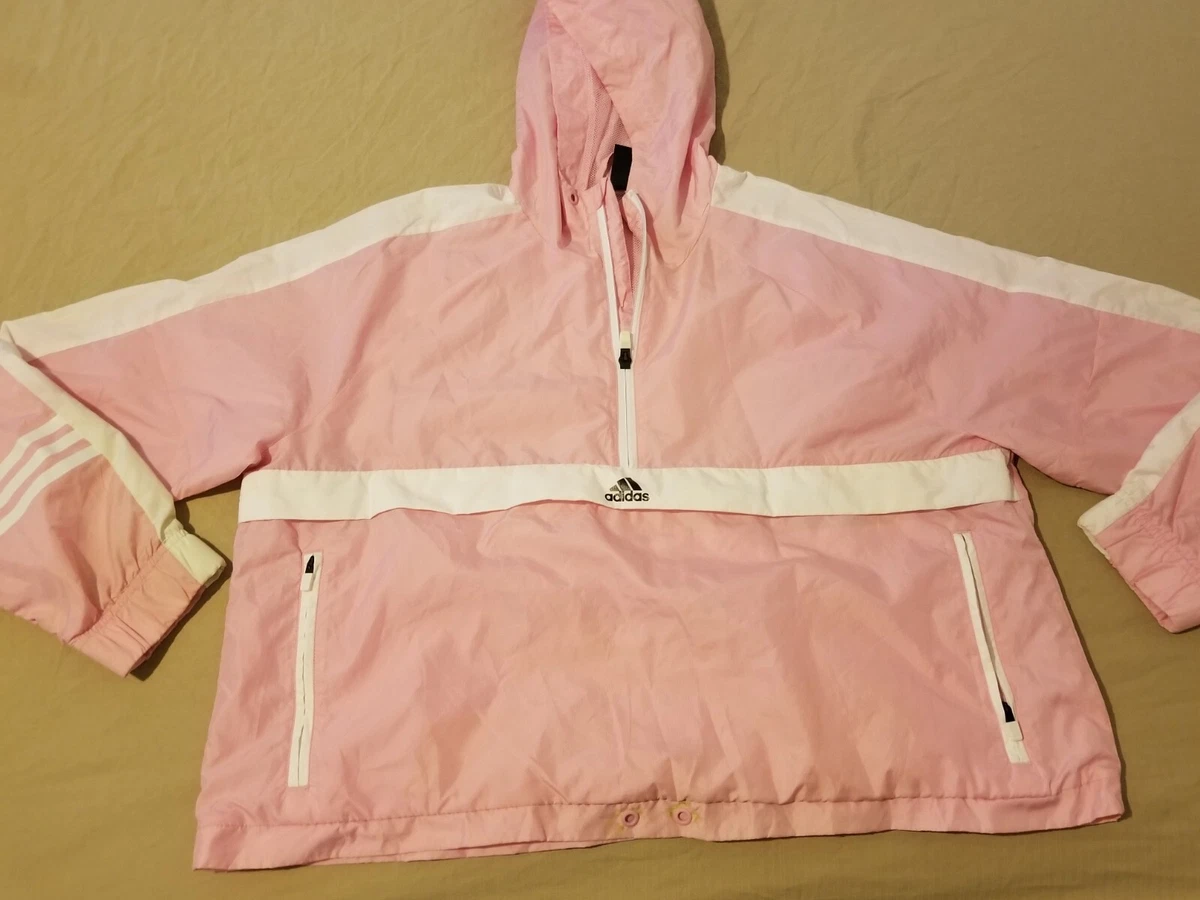 Womens adidas Pullover Jacket Sweater XL Hooded Pink Athletic