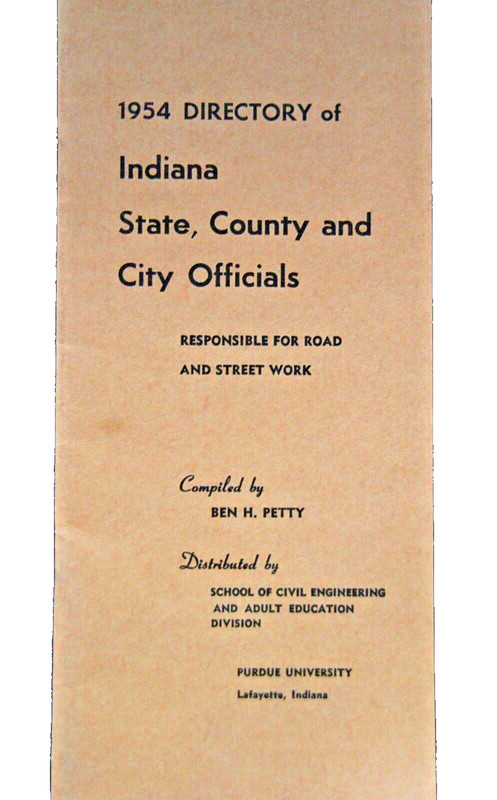 Indiana State Director Road Street Work Engineers Ben Petty 1954 Purdue