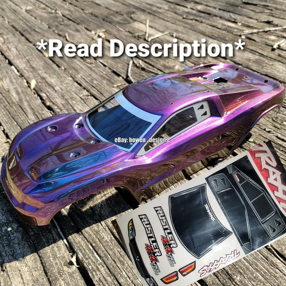 Traxxas Custom Painted RC Body 4x4 Rustler VXL XL5 Shifting Clear Windows Chrome - Image 2 of 4