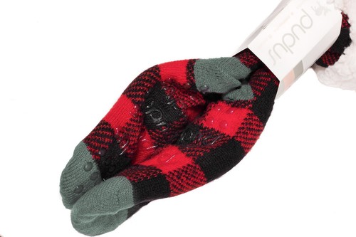Pudus Slipper Sock Lumberjack Red BLK Plaid Buffalo Check Cozy Fuzzy Winter Warm - Picture 7 of 9