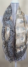 Animal Print Silk Scarf Shawl Gold Brown Sheer Cheetah Leopard Print 36 X 36