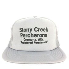 Vtg Stony Creek Horses Percherons Cap Farms Mesh Snap Back Trucker Baseball Hat