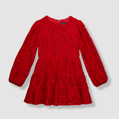 bardot junior red dress $100 Bardot Junior Baby's Girl's Red Ella Lace Tiered Dress Size 3