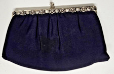 Vtg Ande evening clutch fabric upper black with a hidden silver Chain strap