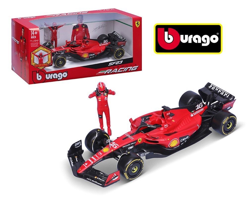 Bburago 1:24 Ferrari Racing SF-23 #16 W/Charles Leclerc Bburago 1:24 Ferrari Racing SF-23 #16 W/Charles Leclerc